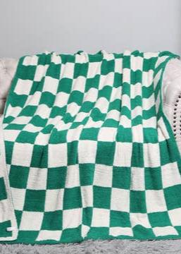 Checkerboard Pattern Throw Blanket | Green