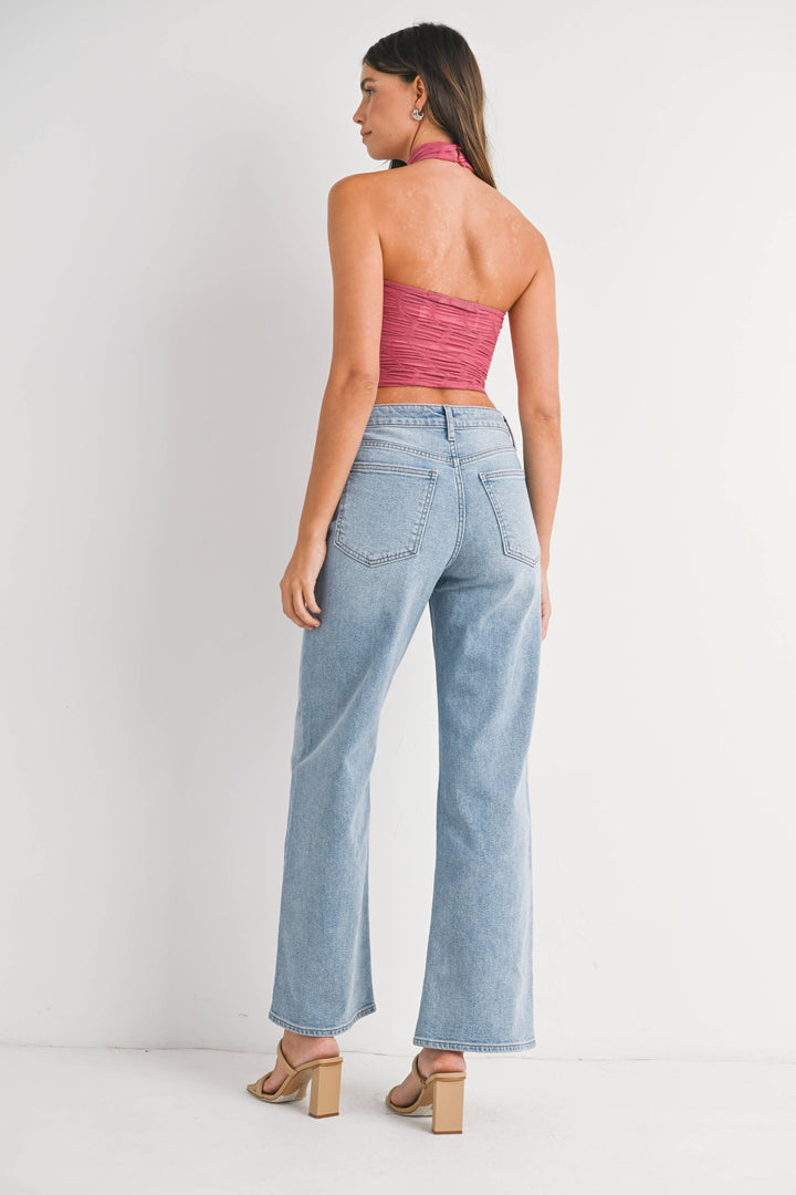 High Rise Full Length Straight Jeans
