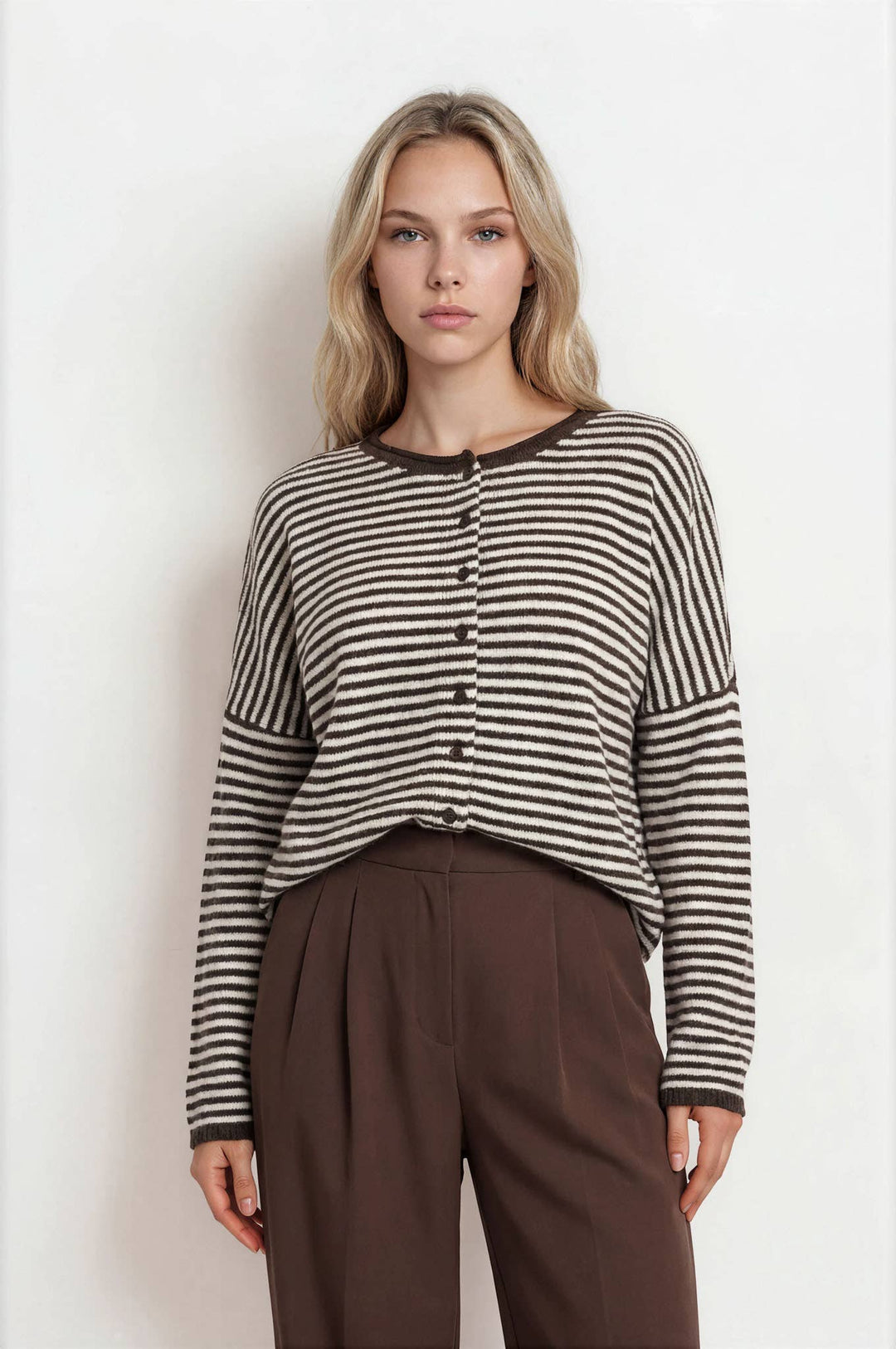 Aspen Stripe Sweater | Brown + Burgundy