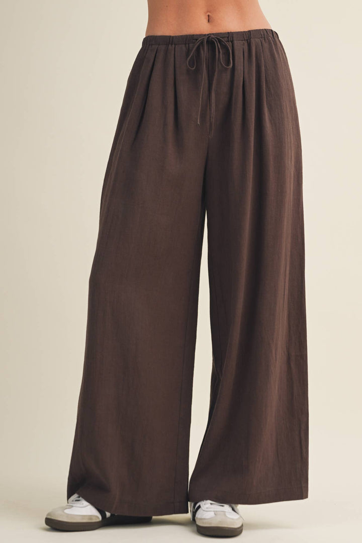 Gathered Drawstring Wide Leg Trouser