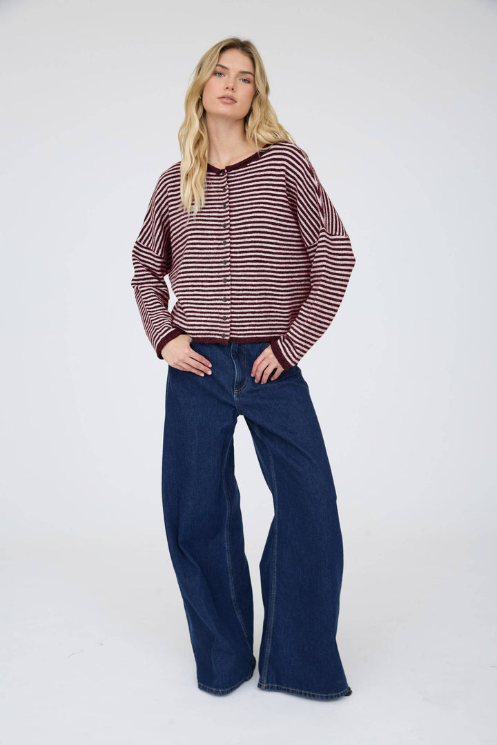 Aspen Stripe Sweater | Brown + Burgundy