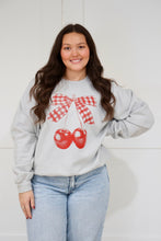 Load image into Gallery viewer, Gingham Bow Cherry Sweatshirt
