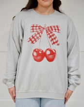 Load image into Gallery viewer, Gingham Bow Cherry Sweatshirt
