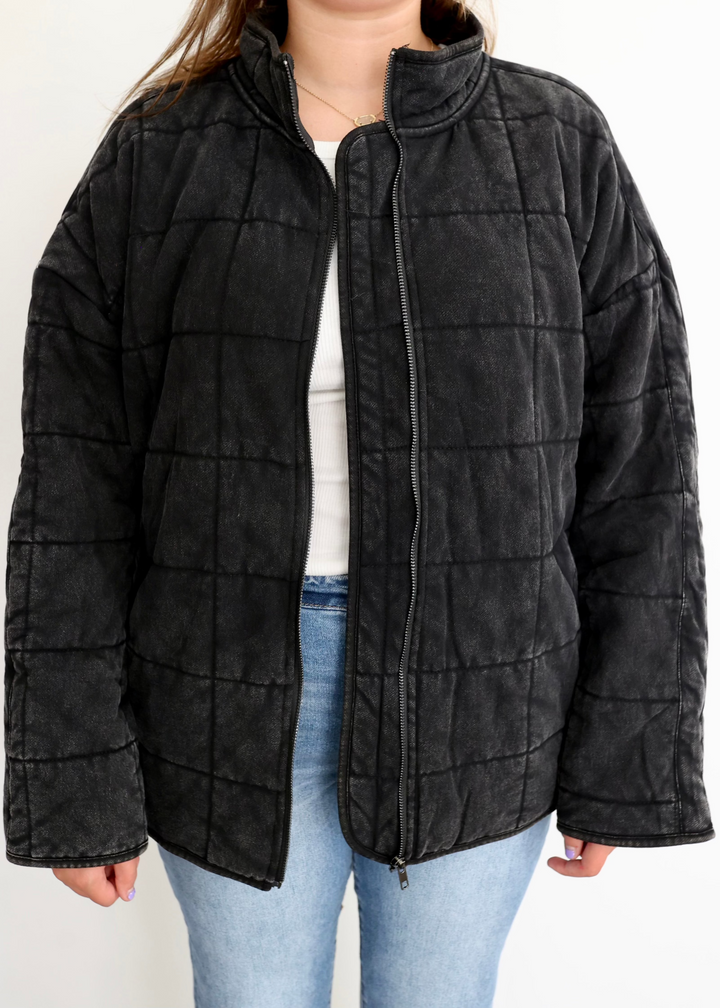 Collins Oversized Quilted Jacket | Black