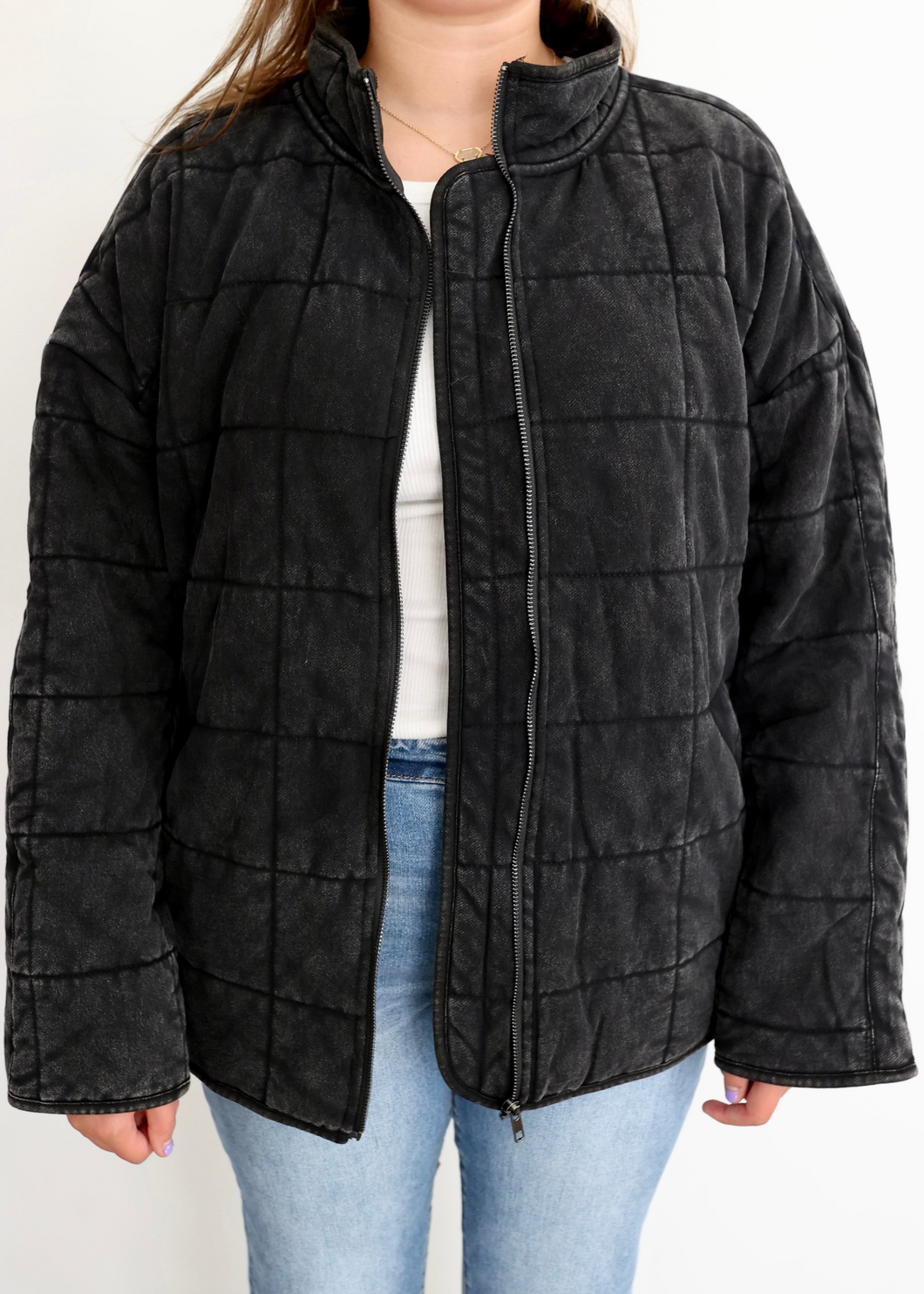 Collins Oversized Quilted Jacket | Black | One Left