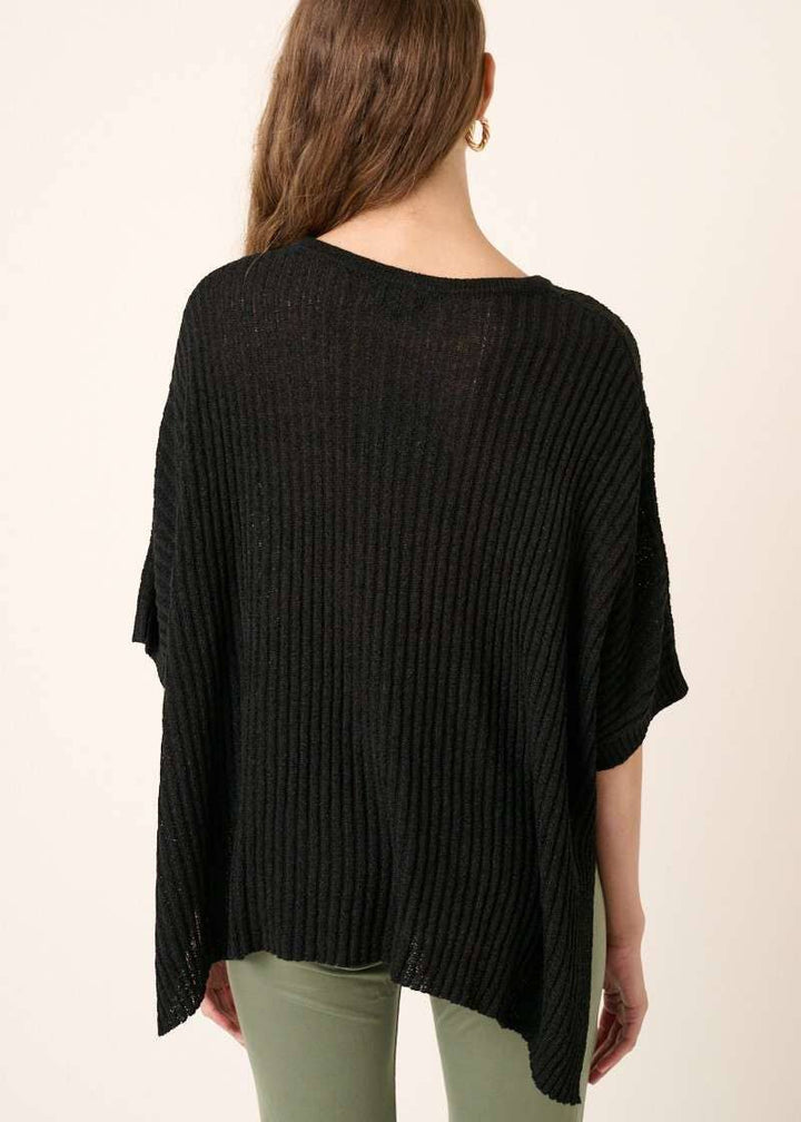 Round Neck Dolman Short Sleeve Oversized Sweater