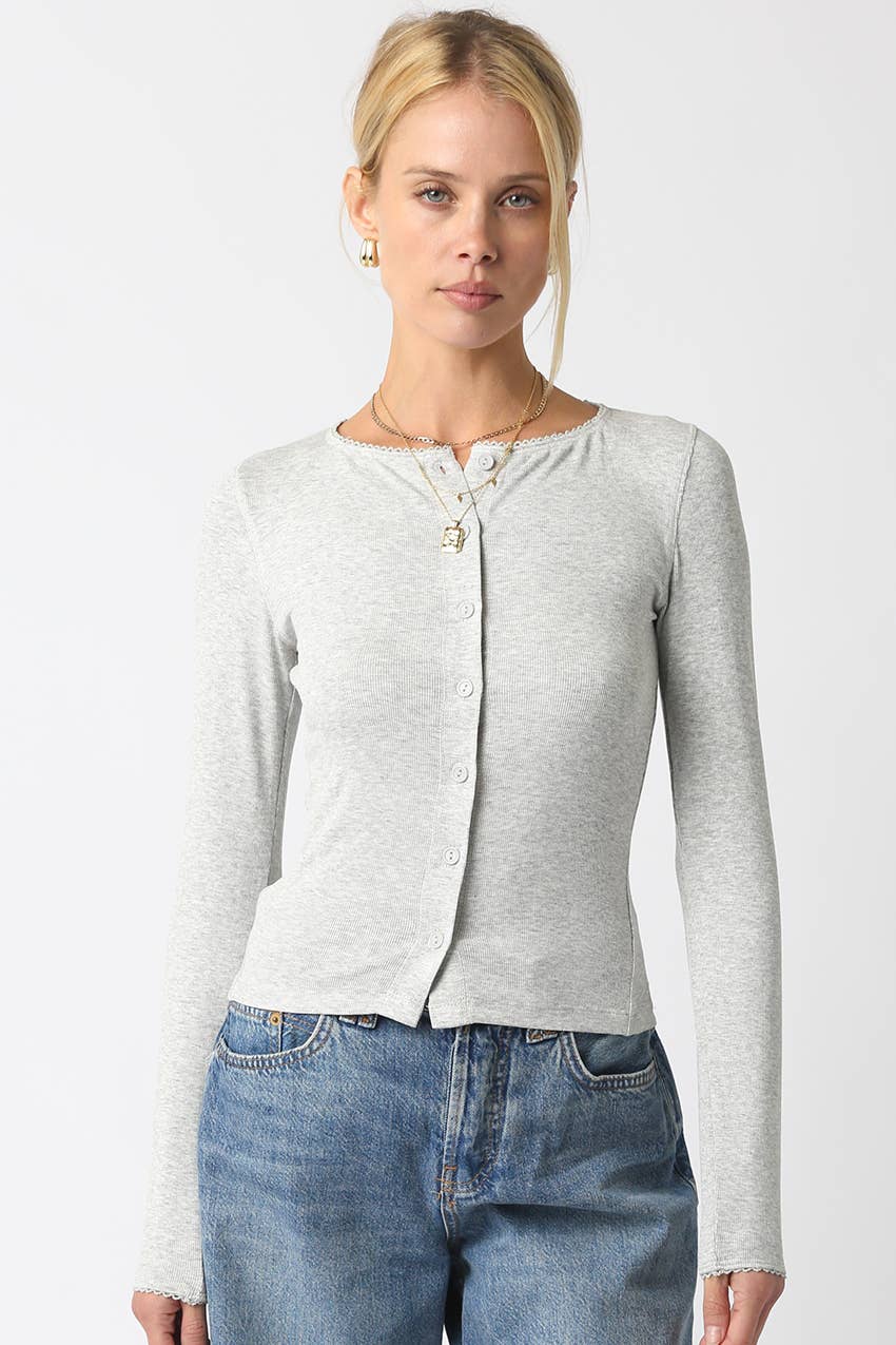 Sawyer Button Top | Gray