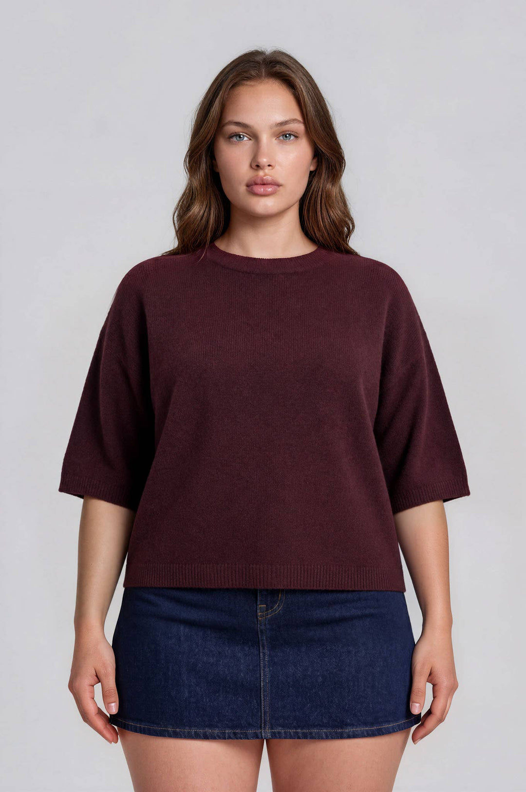 Fall Classic Half Sleeve Sweater | Black + Burgundy