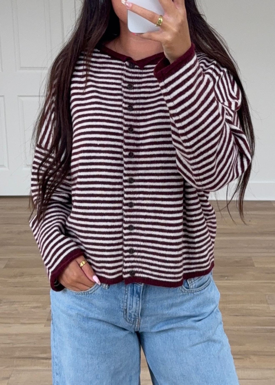 Aspen Stripe Sweater | Brown + Burgundy