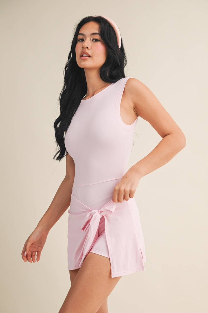 Court Side Cutie Wrapped Athletic Dress | Cassidy Pink + Lemon