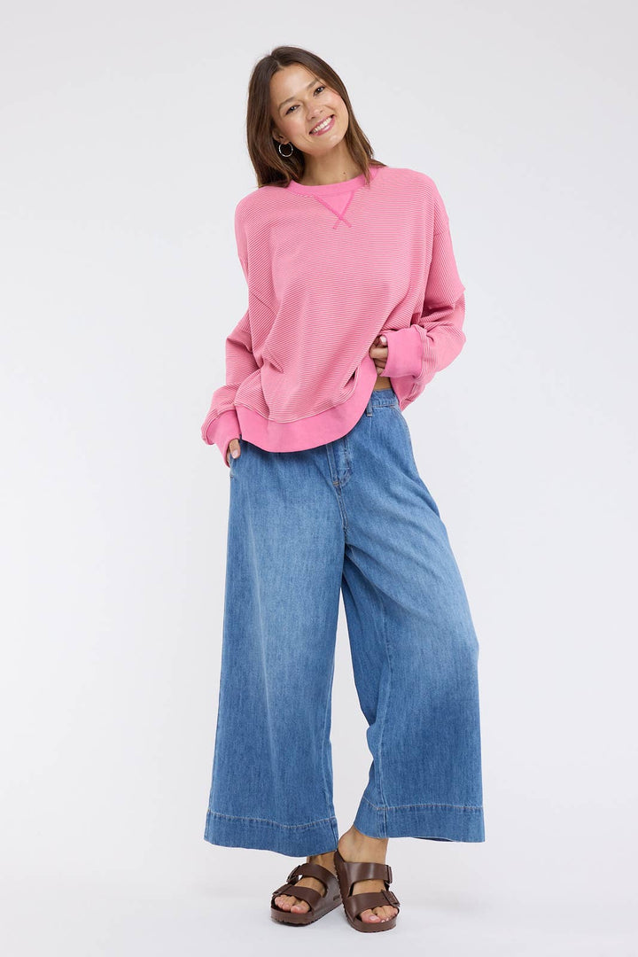 Striped Drop Shoulder Sweatshirt