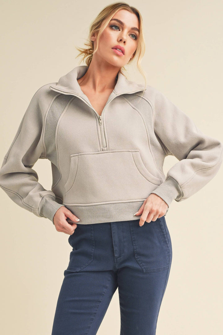 You're Invited Half Zip Sweater | Heather Gray