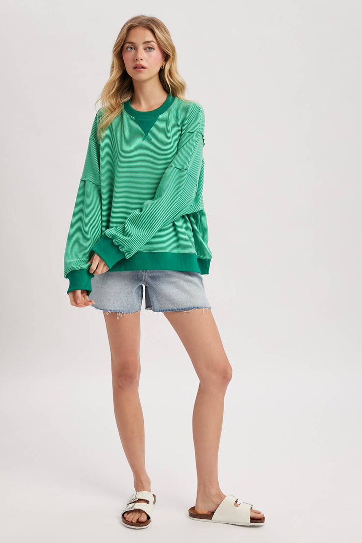 Striped Drop Shoulder Sweatshirt