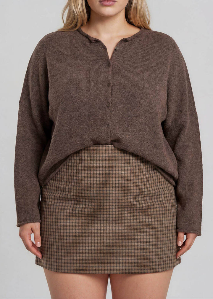 The Hayes Knit Sweater | Brown + Burgundy | Curvy