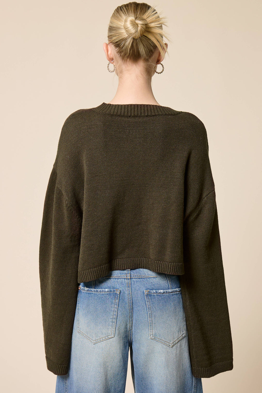 Button Front Cropped Knit Cardigan | Black + Olive + Burgundy