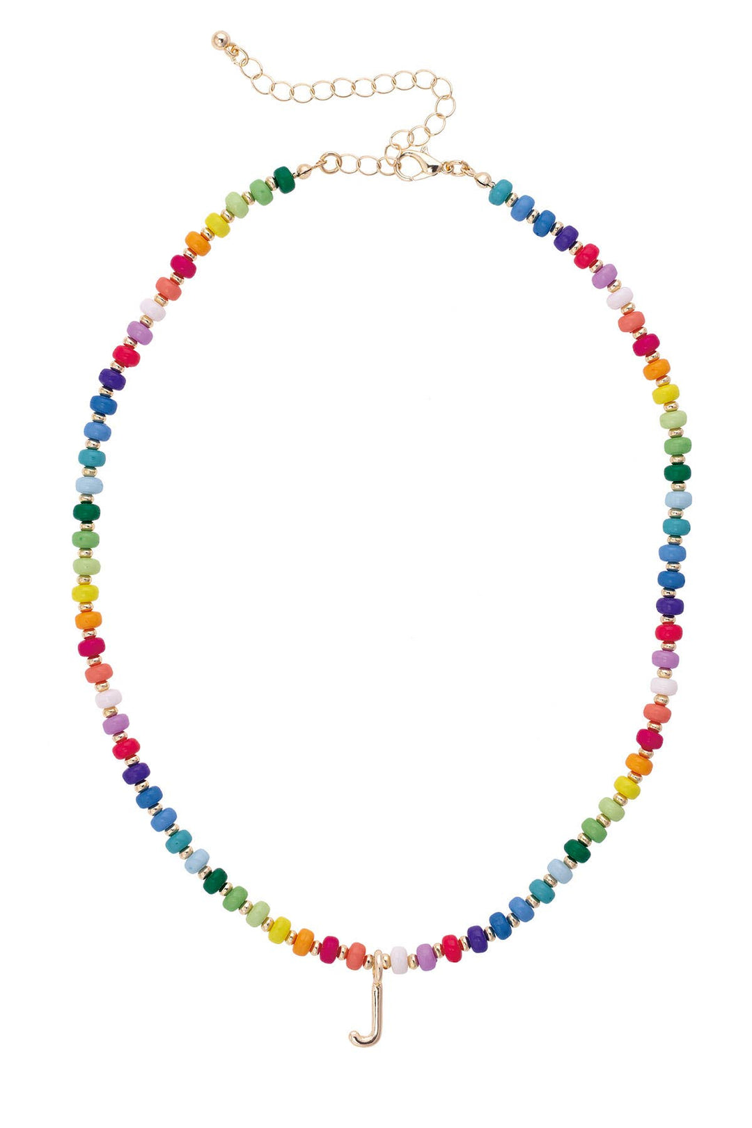 Rainbow Beaded Mini Initial Necklace