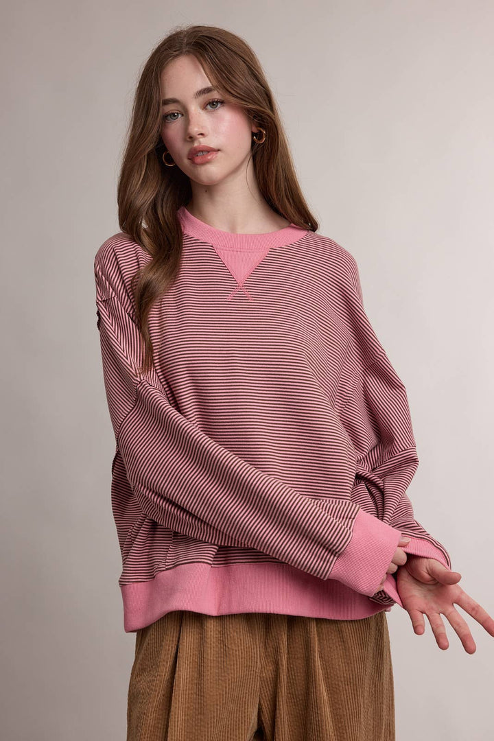 Striped Drop Shoulder Sweatshirt