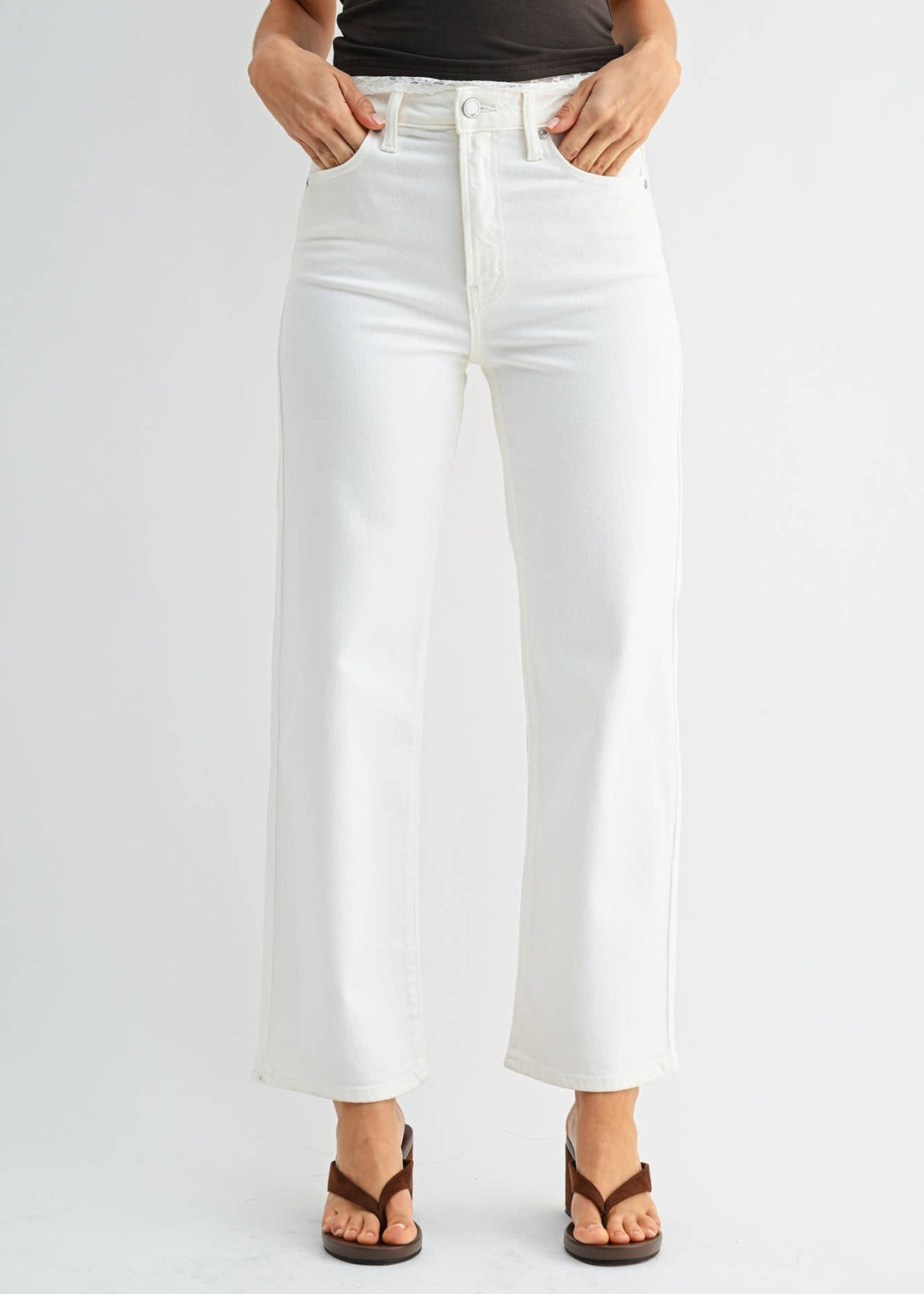 Vintage Straight High Rise Jeans | White