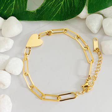Heart Chain Bracelet | Gold