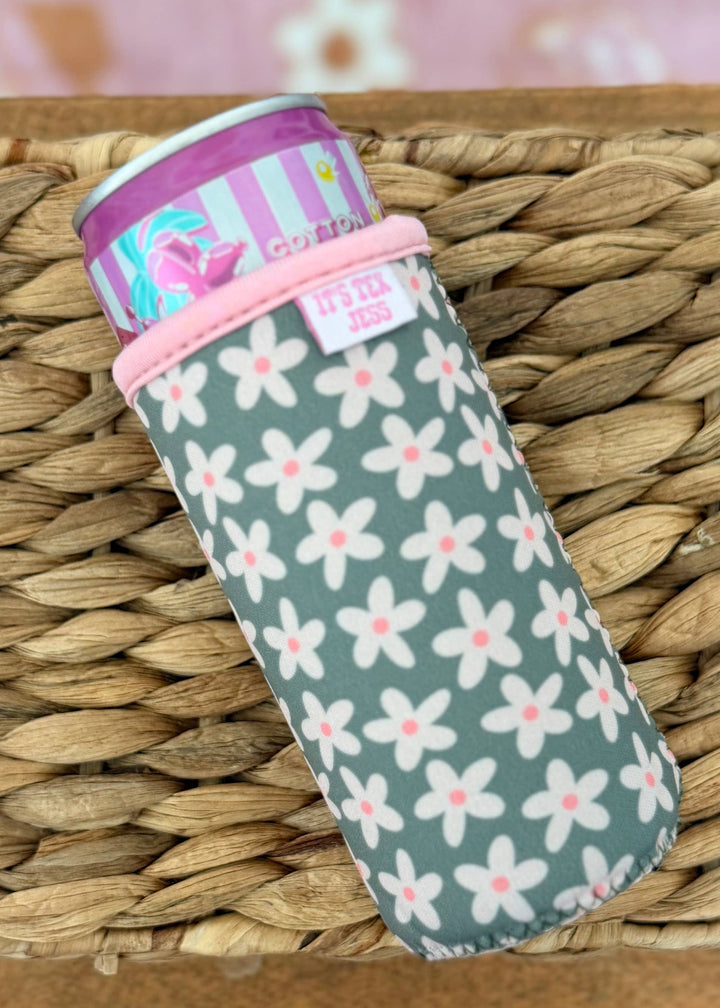 Slim Can Sleeve-Green Floral