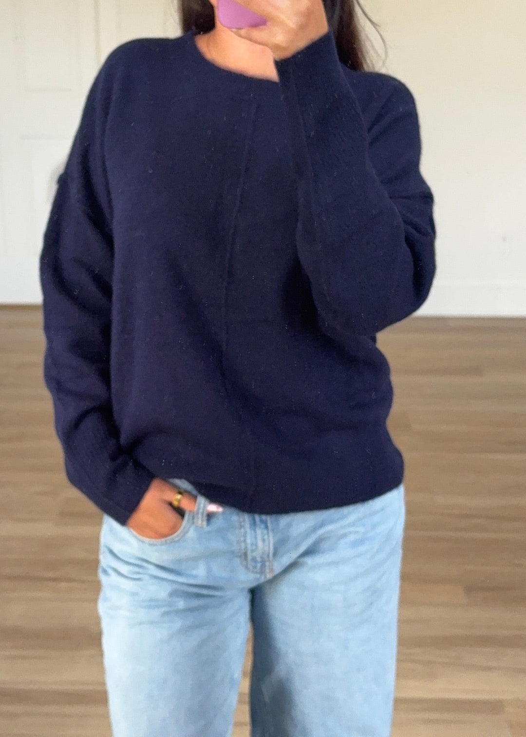 Amber Knit Sweater | Navy + Brown