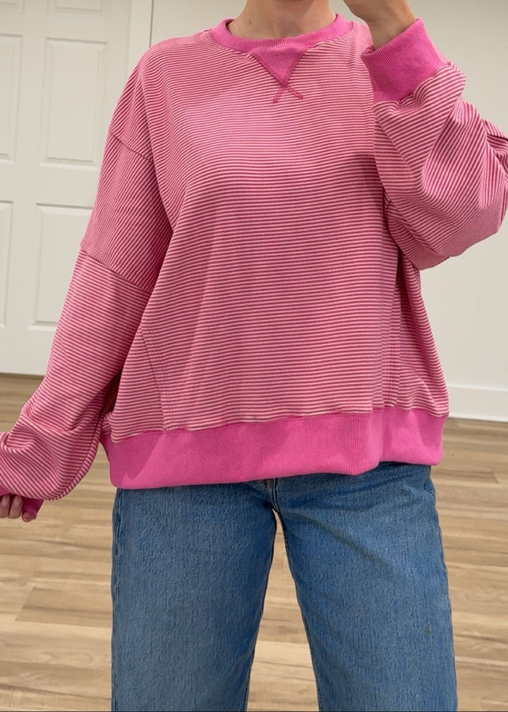 Striped Drop Shoulder Sweatshirt