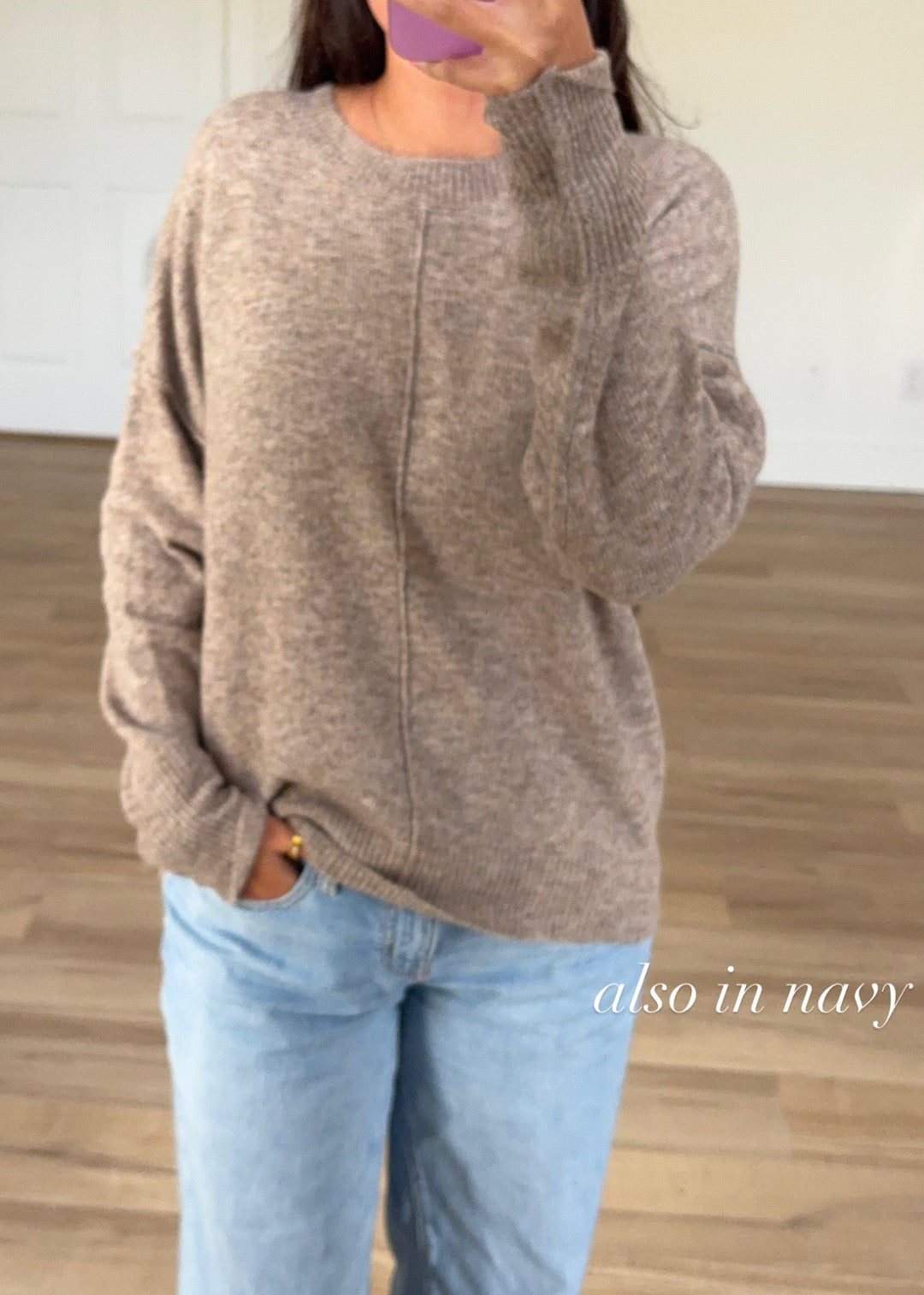 Amber Knit Sweater | Navy + Brown