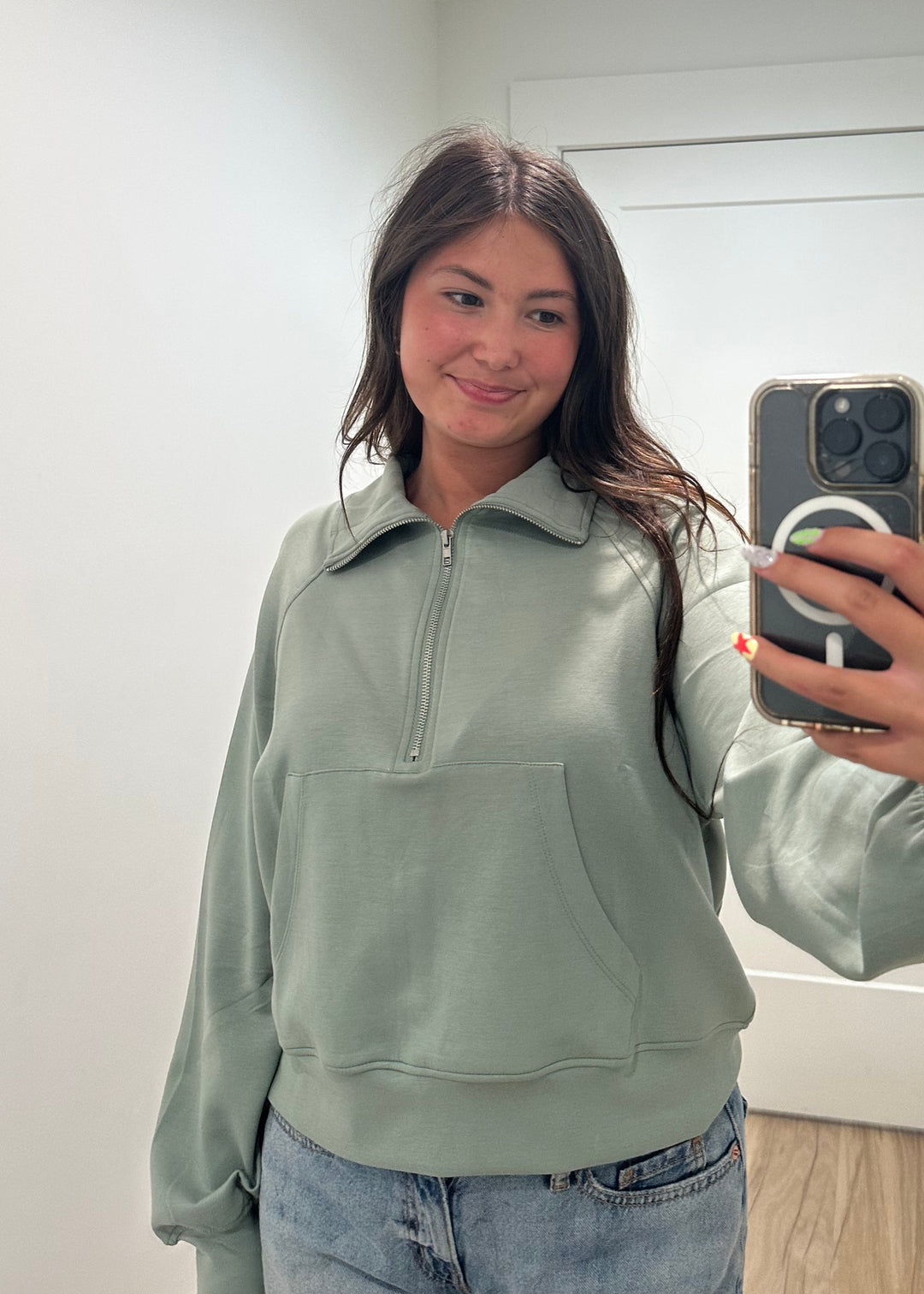 Lounge Club Half Zip-Up Pullover | Sage, Black, Deep Green