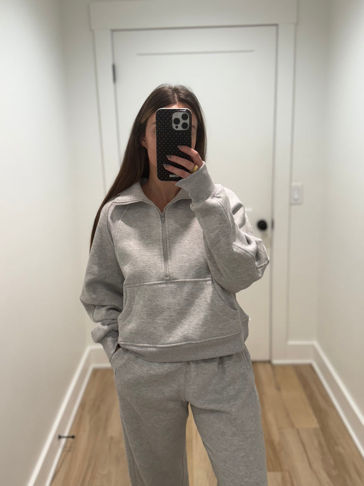 You're Invited Half Zip Sweater | Heather Gray