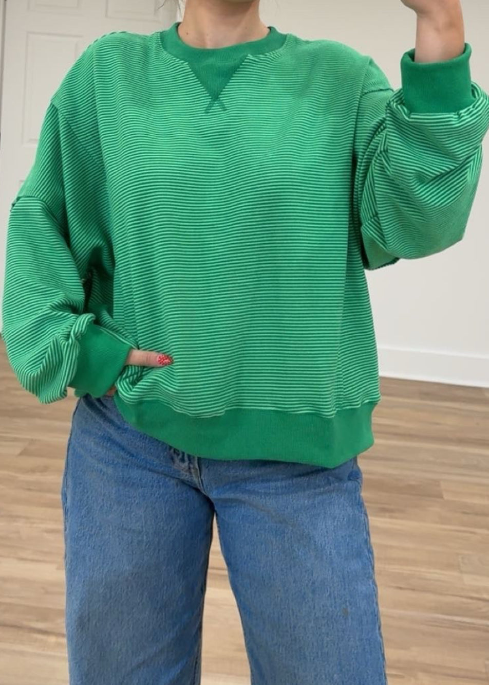 Striped Drop Shoulder Sweatshirt