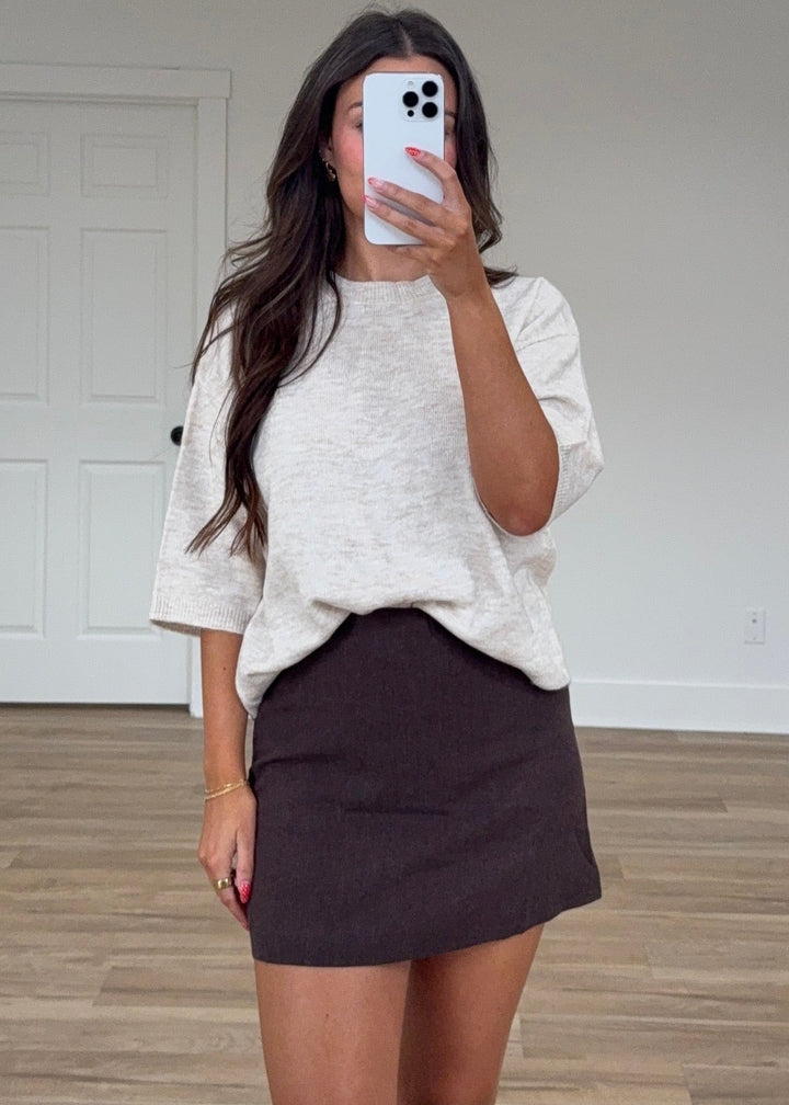 Linen Day Skort | Brown + Wheat