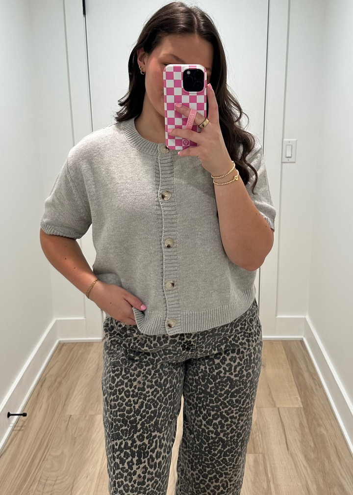Cozy Lane Sweater Cardigan | Grey + Brown