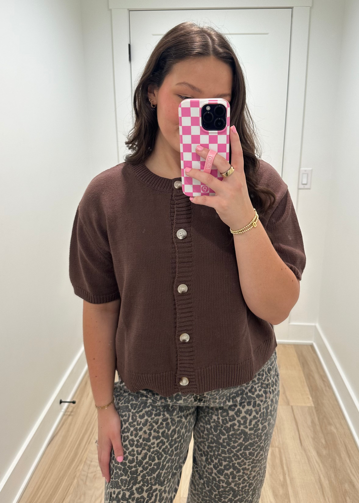 Cozy Lane Sweater Cardigan | Grey + Brown
