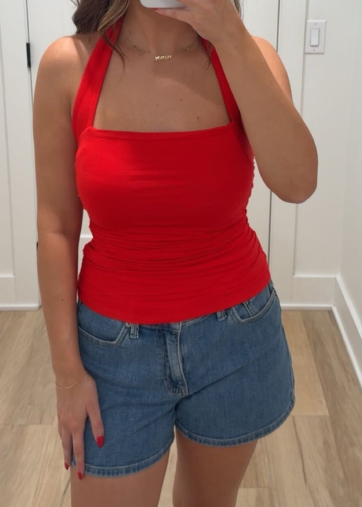 The July Halter Top | Bright Red + Blue