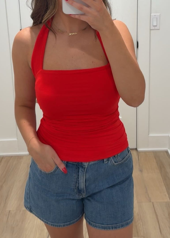 The July Halter Top | Bright Red + Blue