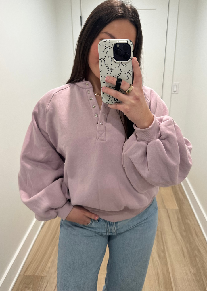 Fresh Start Button Pullover | Green, Pink, Lilac