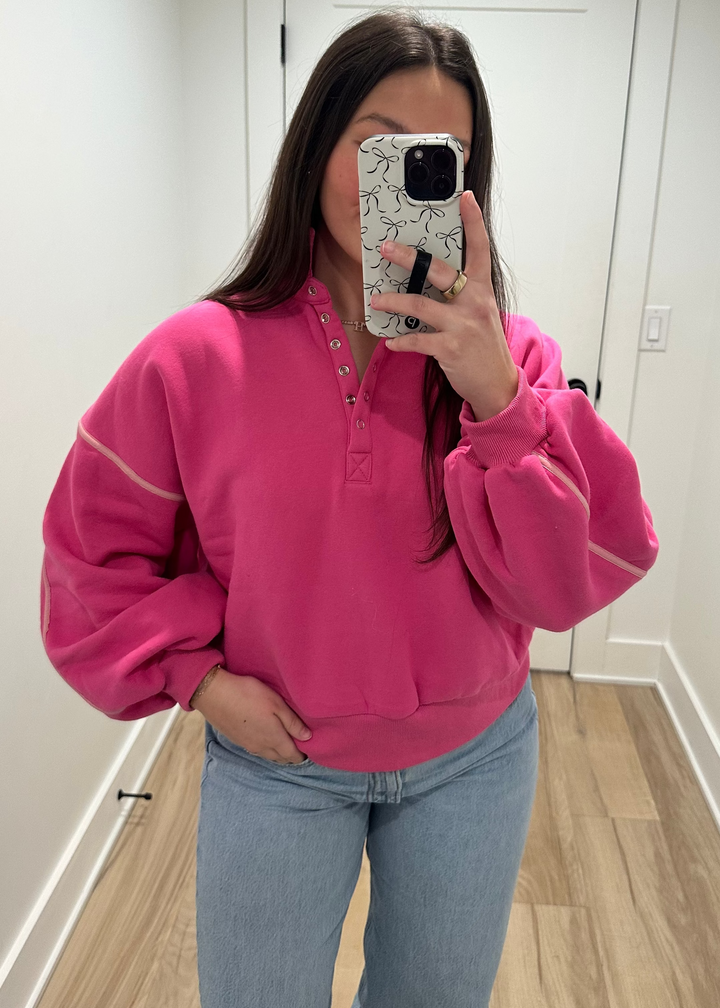 Fresh Start Button Pullover | Green, Pink, Lilac