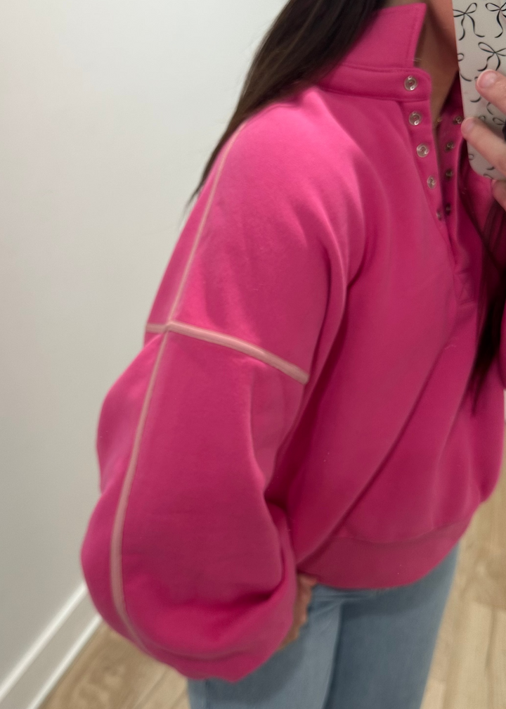 Fresh Start Button Pullover | Green, Pink, Lilac