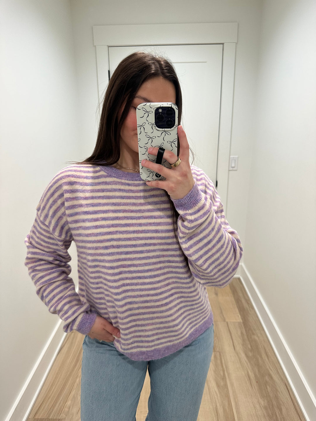 Soft Bloom Stripe Sweater | Coral, Lavender, Pink, Blue