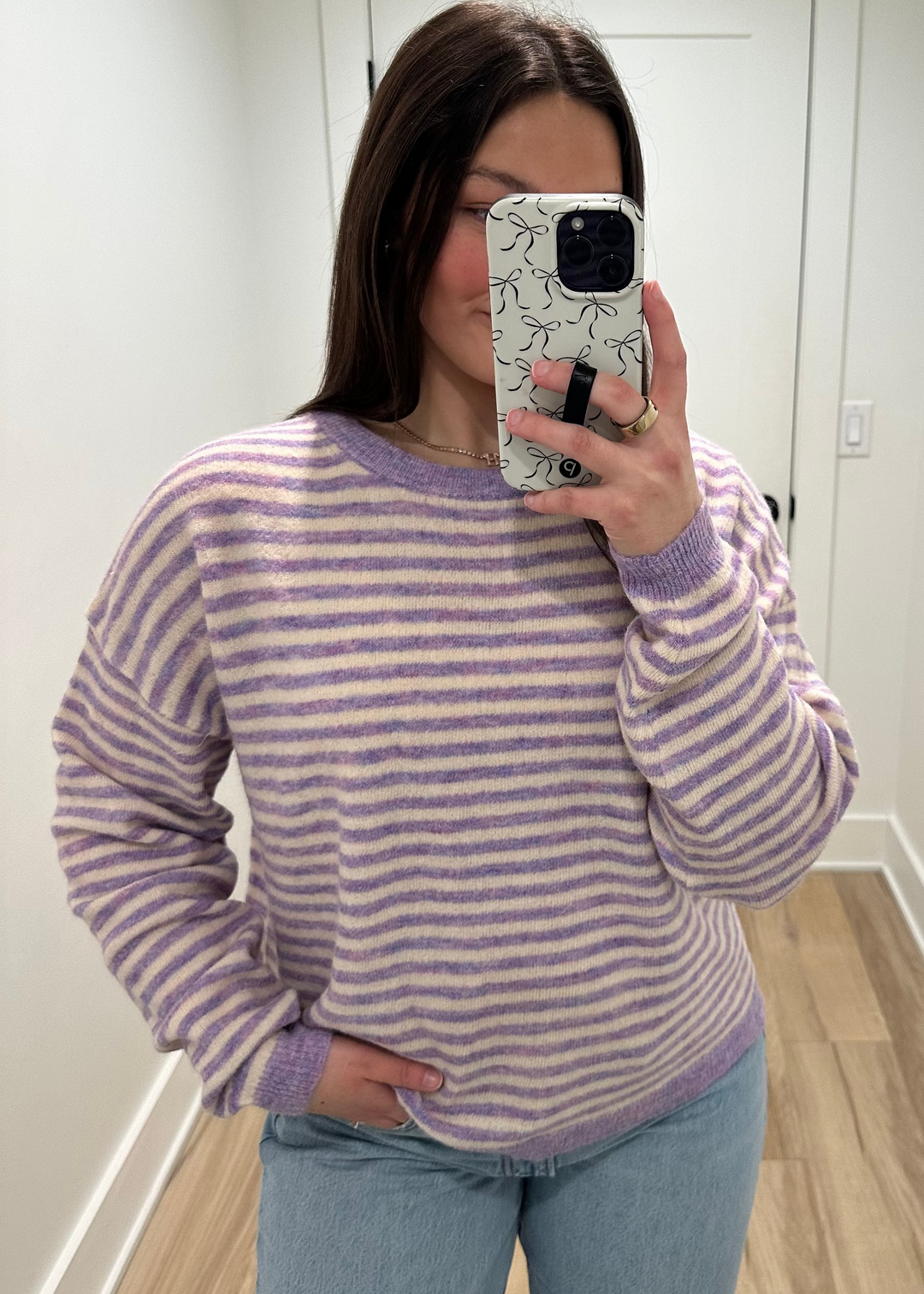 Soft Bloom Stripe Sweater | Coral, Lavender, Pink, Blue