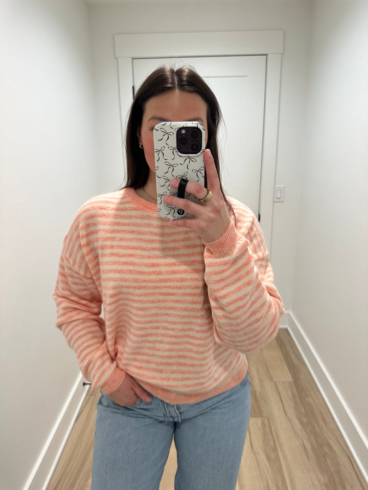 Soft Bloom Stripe Sweater | Coral, Lavender, Pink, Blue
