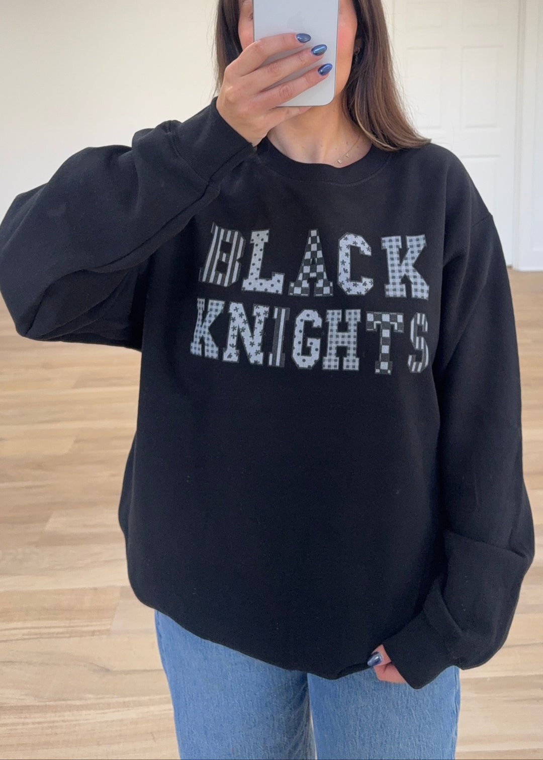 Black Knights Patchwork Crewneck | Black