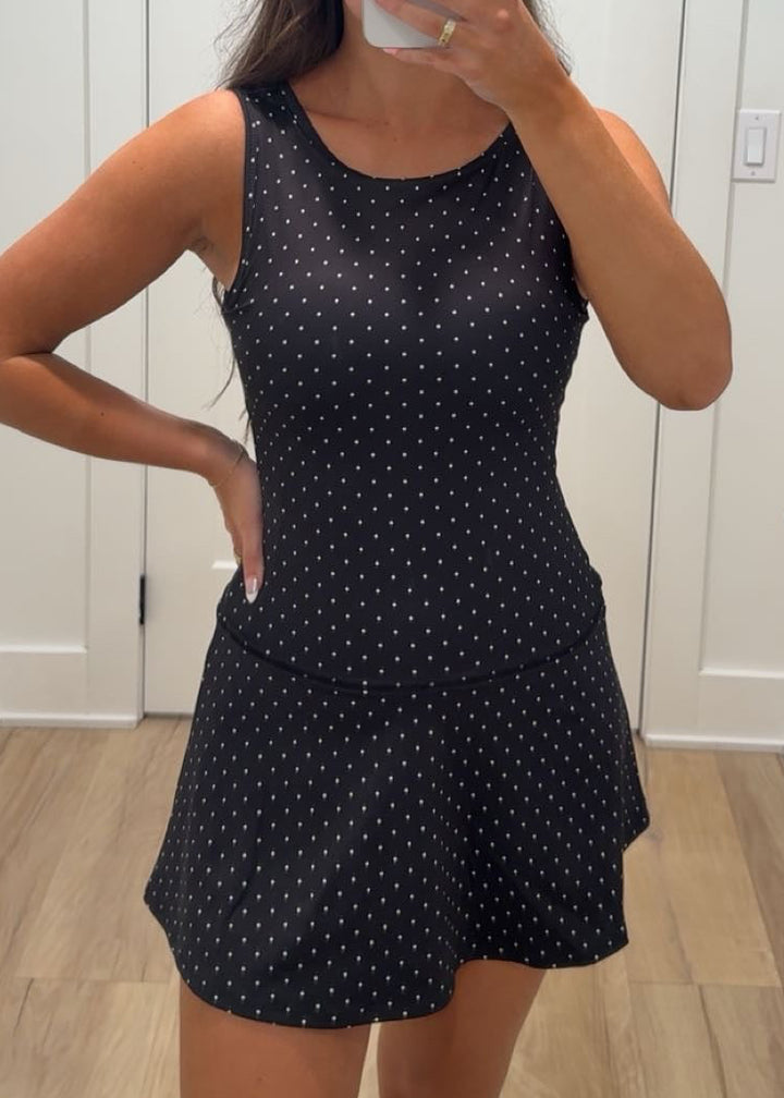 Black Polka Dot Athletic Dress