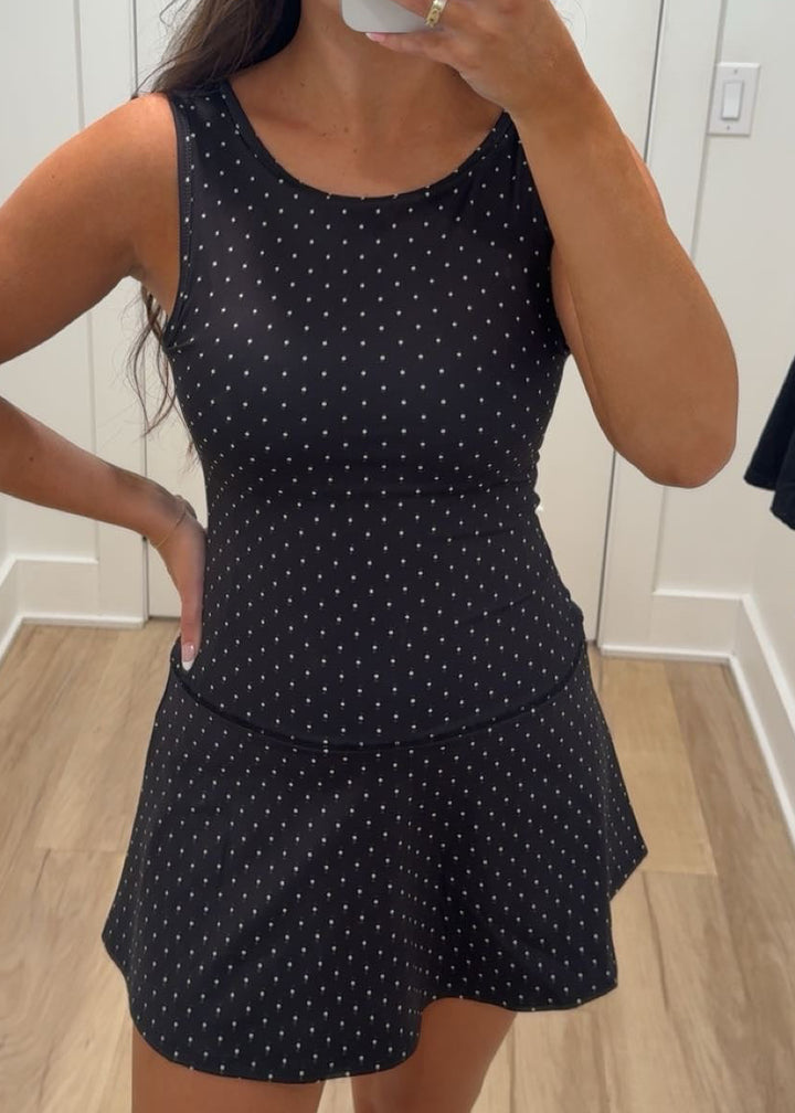 Black Polka Dot Athletic Dress