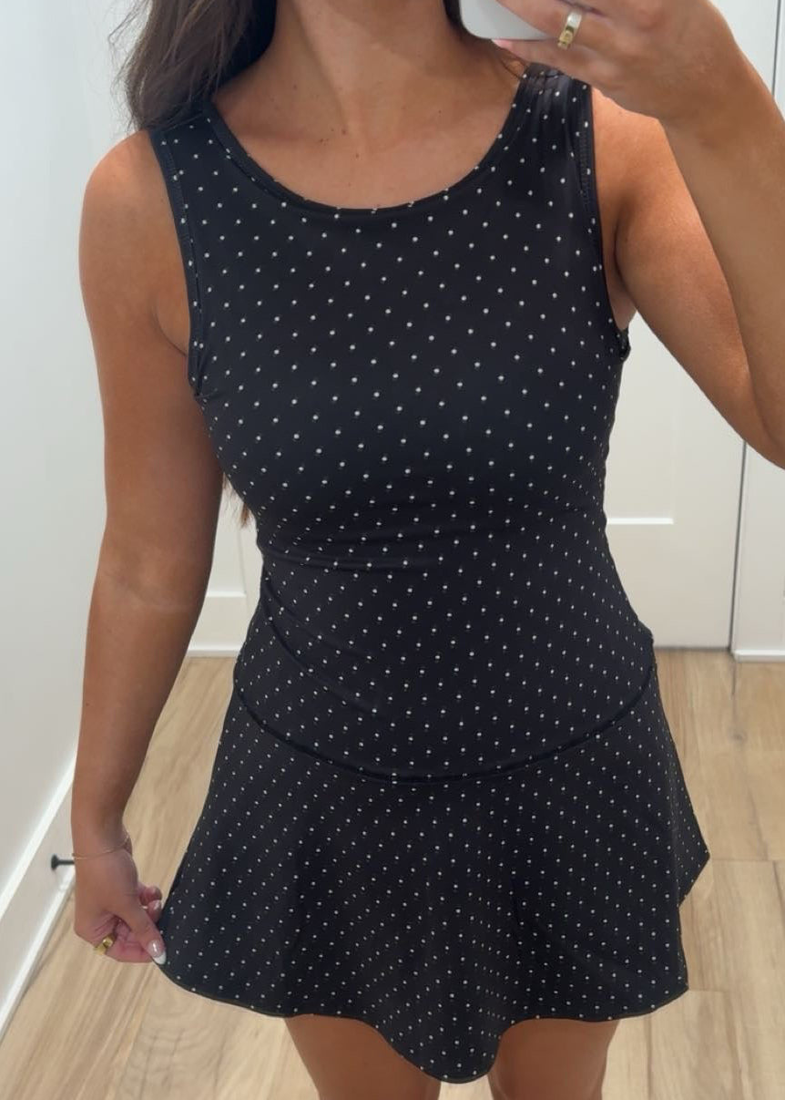 Black Polka Dot Athletic Dress