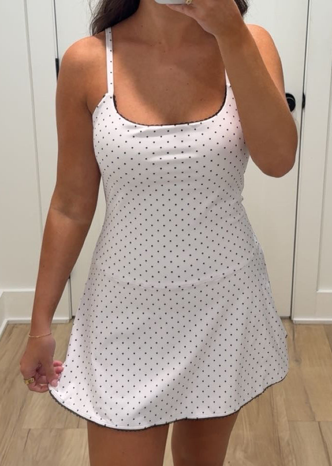 Polka Dot Print Lace Trim Ruffle Mini Dress