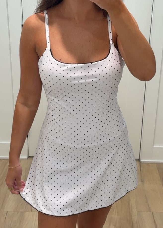 Polka Dot Print Lace Trim Ruffle Mini Dress