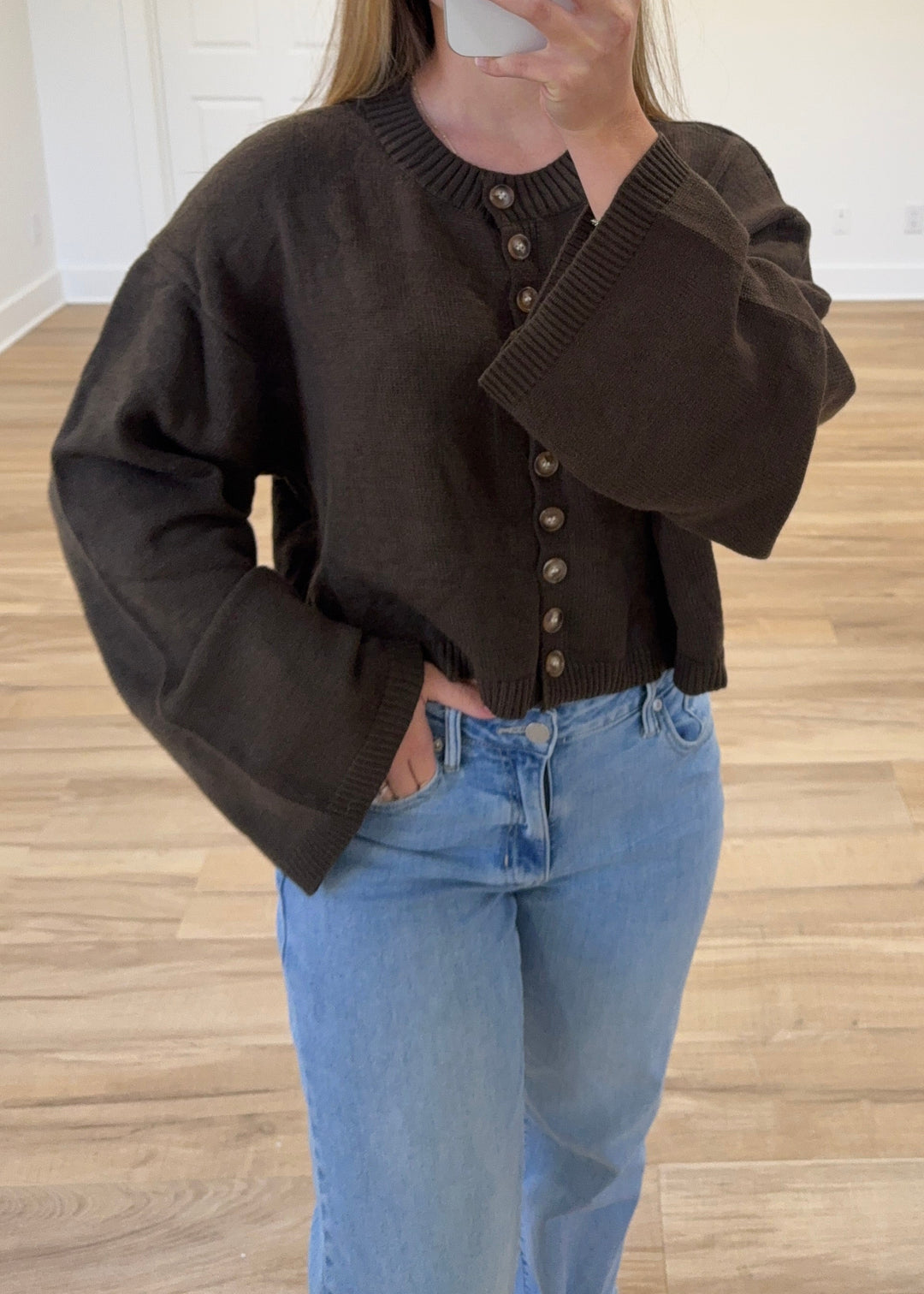 Button Front Cropped Knit Cardigan | Black + Olive + Burgundy