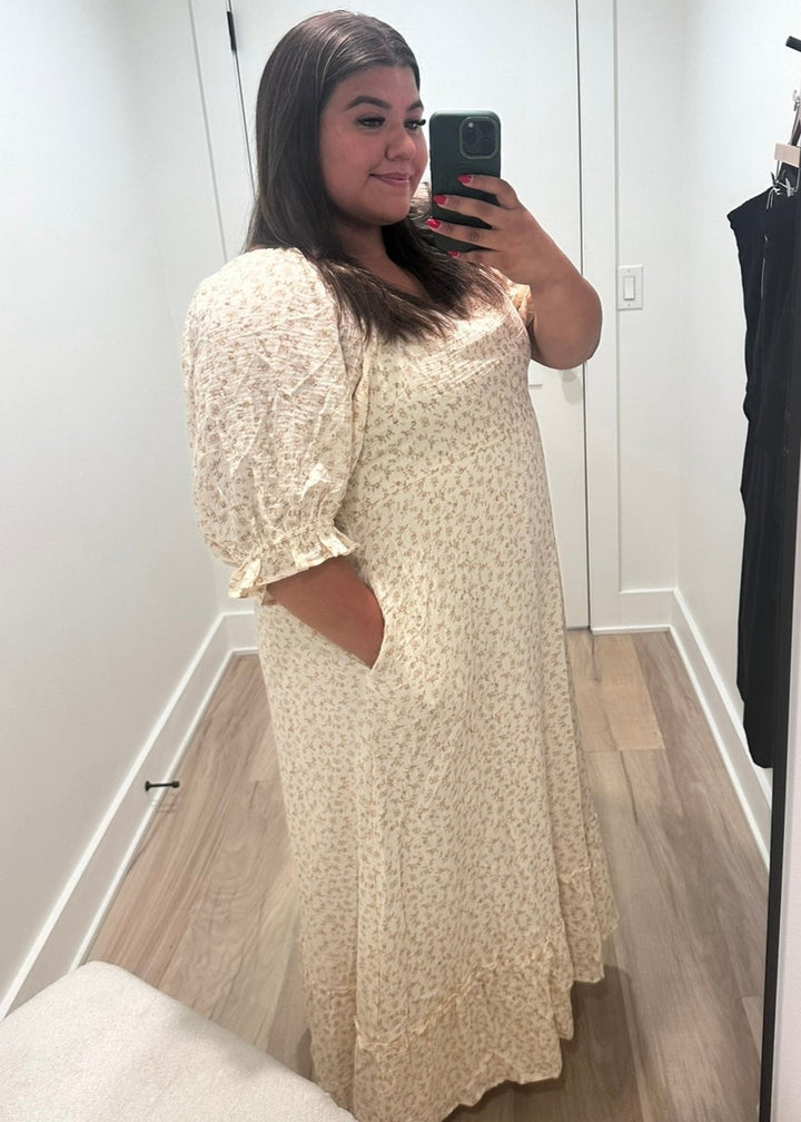 Floral Print Square Neckline Maxi Dress