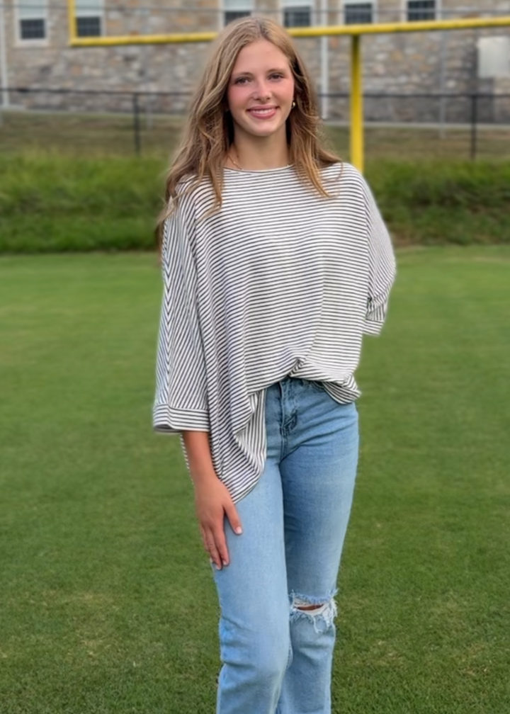 First Down Oversized Top 3/4 Sleeve Top